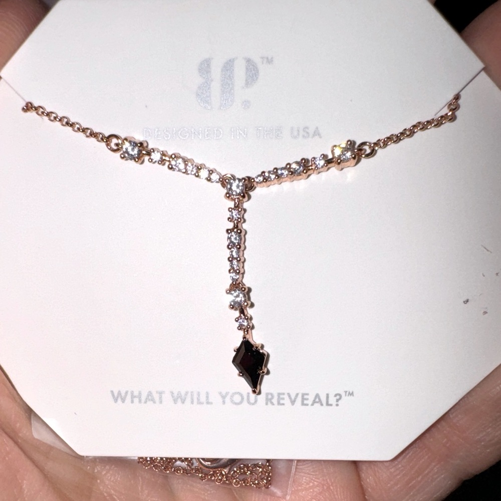 Arrows Abound Bomb Party Necklace Black Onyx Cubic Zirconia Rose Gold Plating